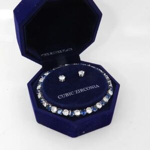 Macy's Silver Plate Cubic Zirconia Bracelet and Earring Set